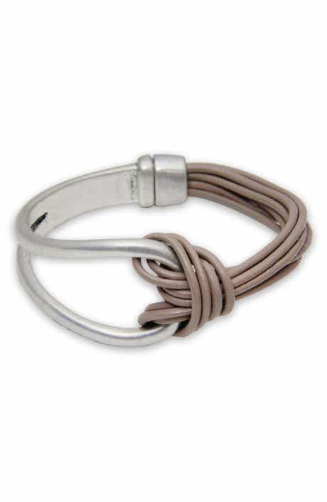 SAACHI Knotted Leather Cord Magnetic Bracelet