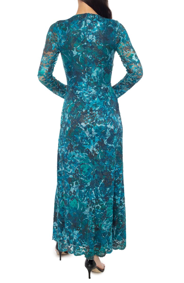 Marina Stretch Lace Long Sleeve Cocktail Dress, Alternate, color, Teal/ Hunter