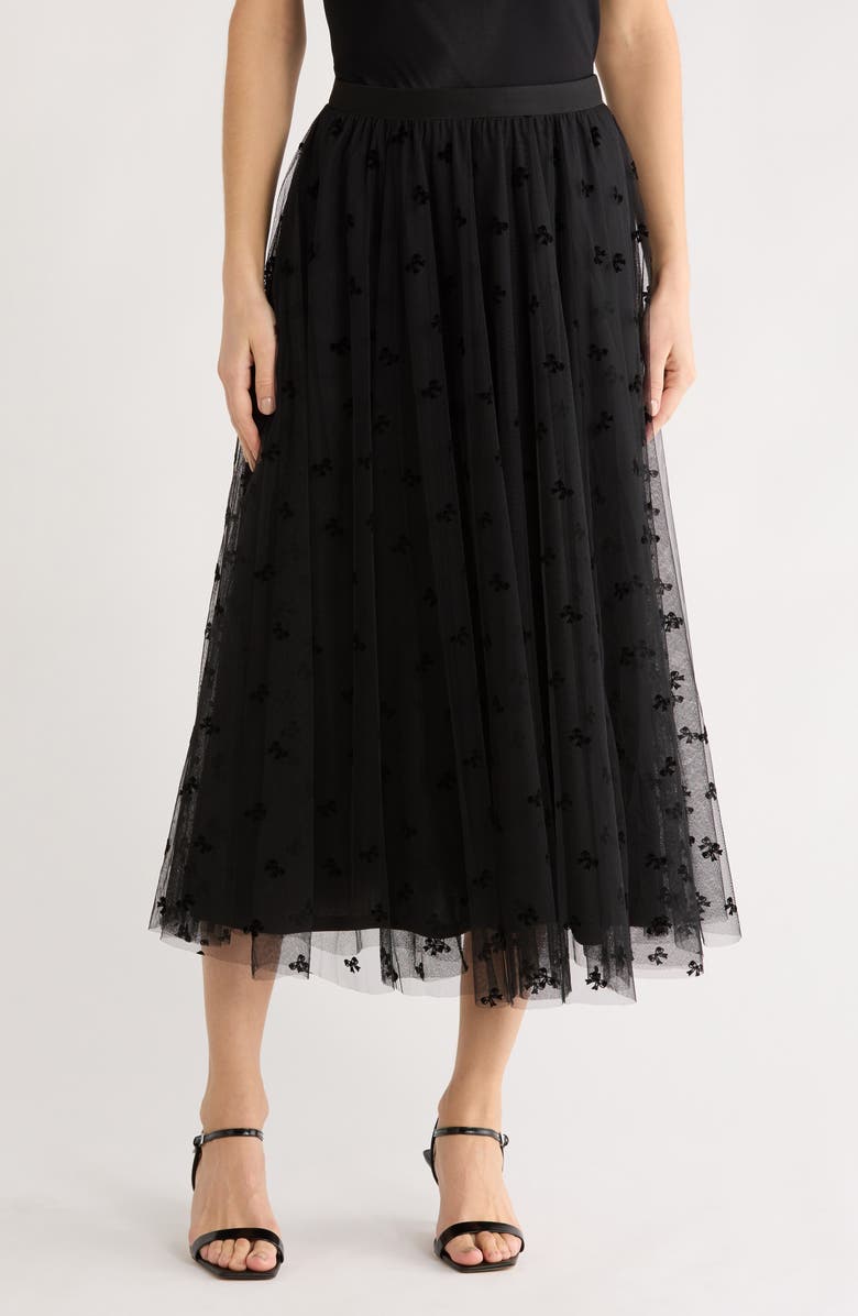DR2 by Daniel Rainn Swiss Dot A-Line Skirt, Main, color, R047 Black