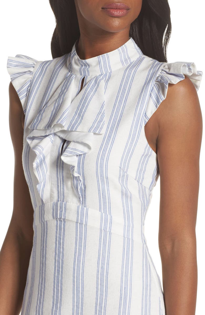 Adelyn Rae Stripe Ruffle Sheath Dress, Alternate, color,