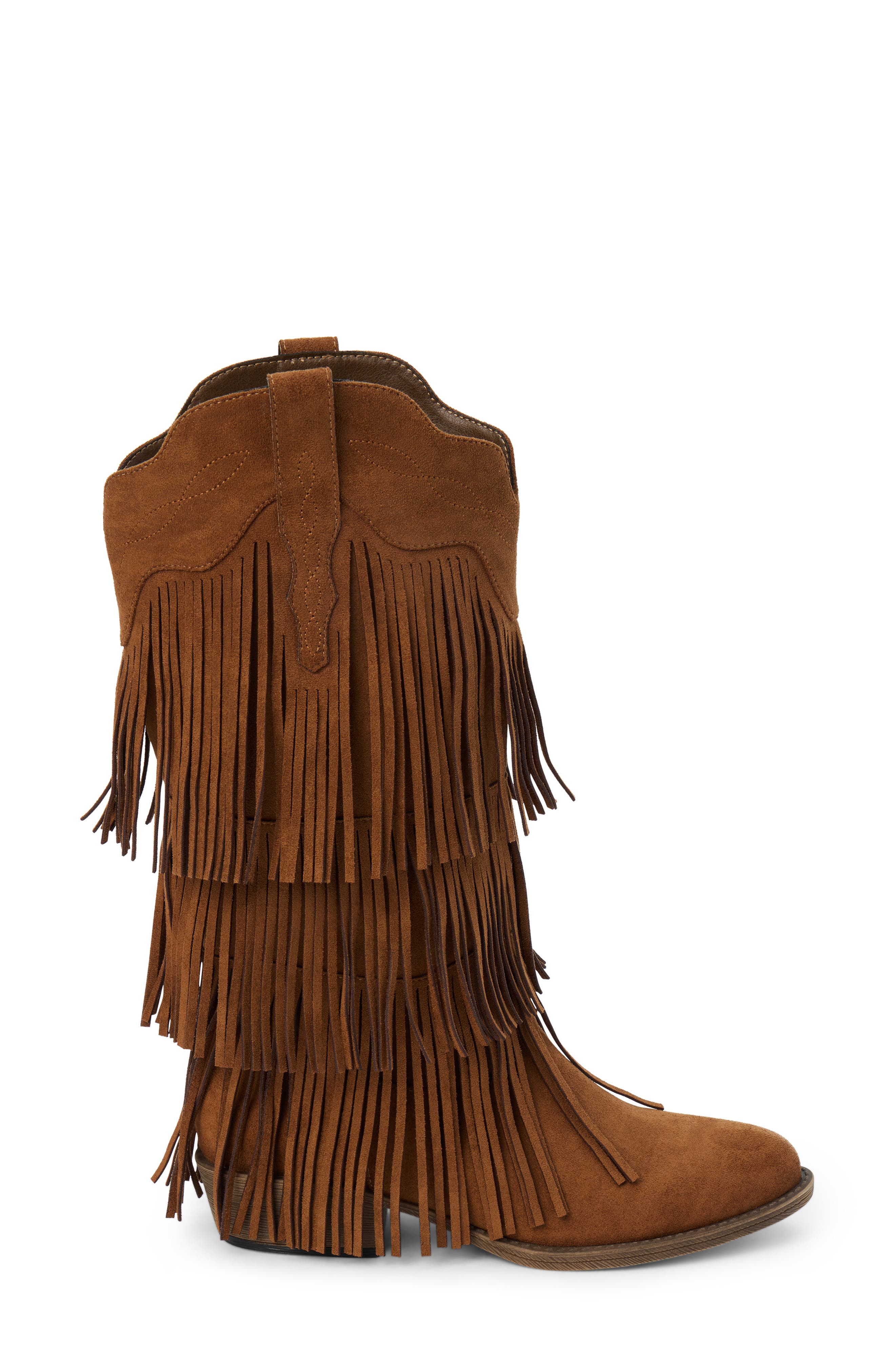 Saloon Fringe Boot, Alternate, color, SADDLE