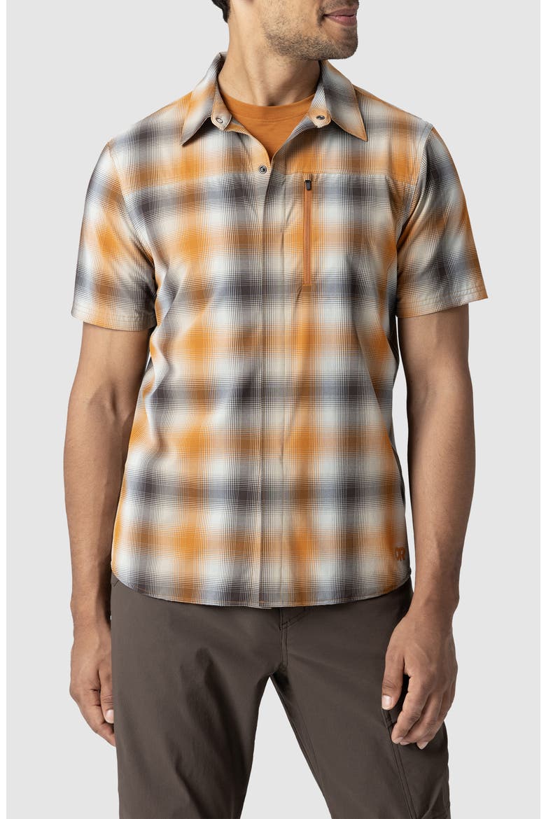 Astroman Short Sleeve Sun Shirt, Main, color, SEDONA PLAID