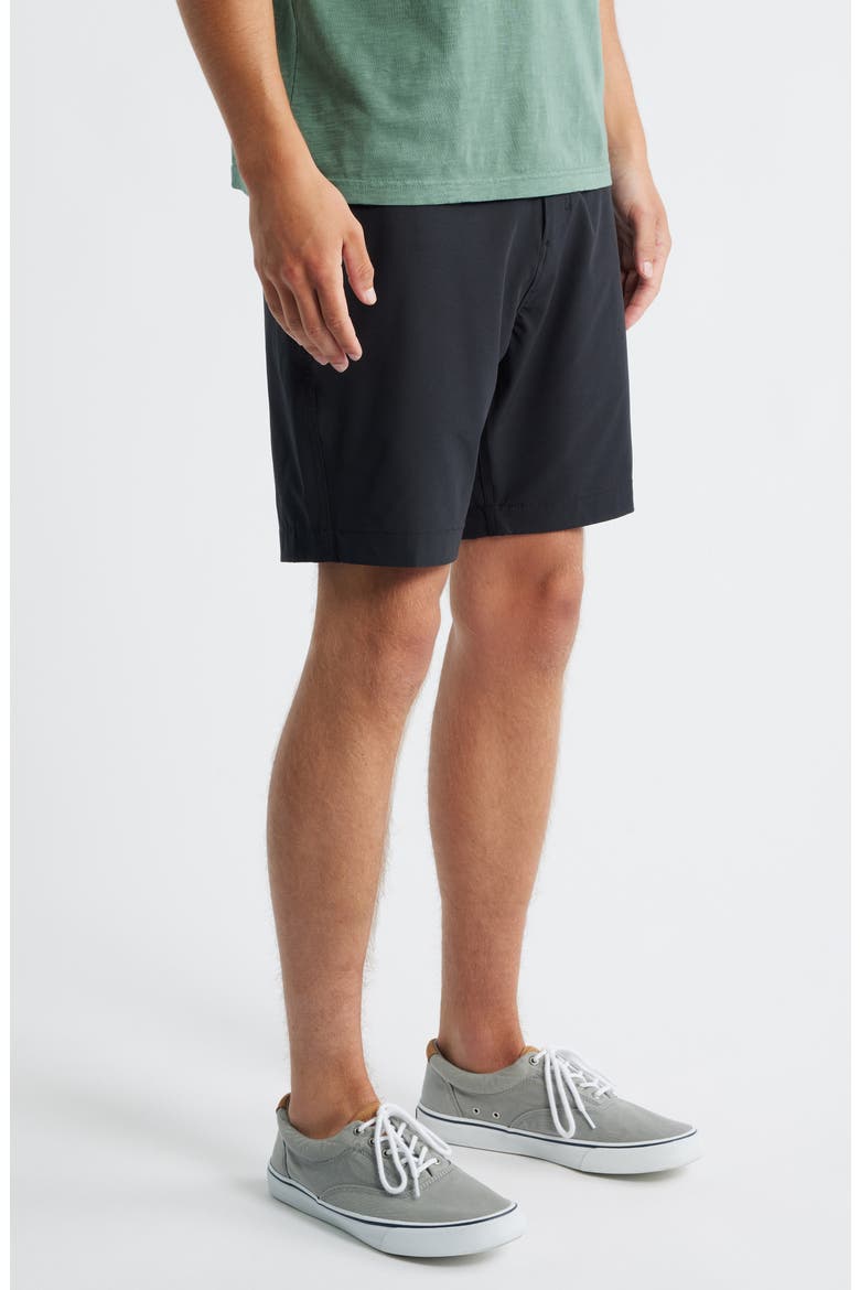 Hytide Flat Front Hybrid Performance Shorts, Alternate, color, BLACK