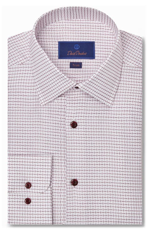 Trim Fit Dobby Dot Cotton Dress Shirt