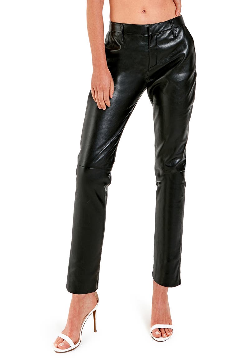 Jordan Recycled Leather Trousers, Main, color, BLACK