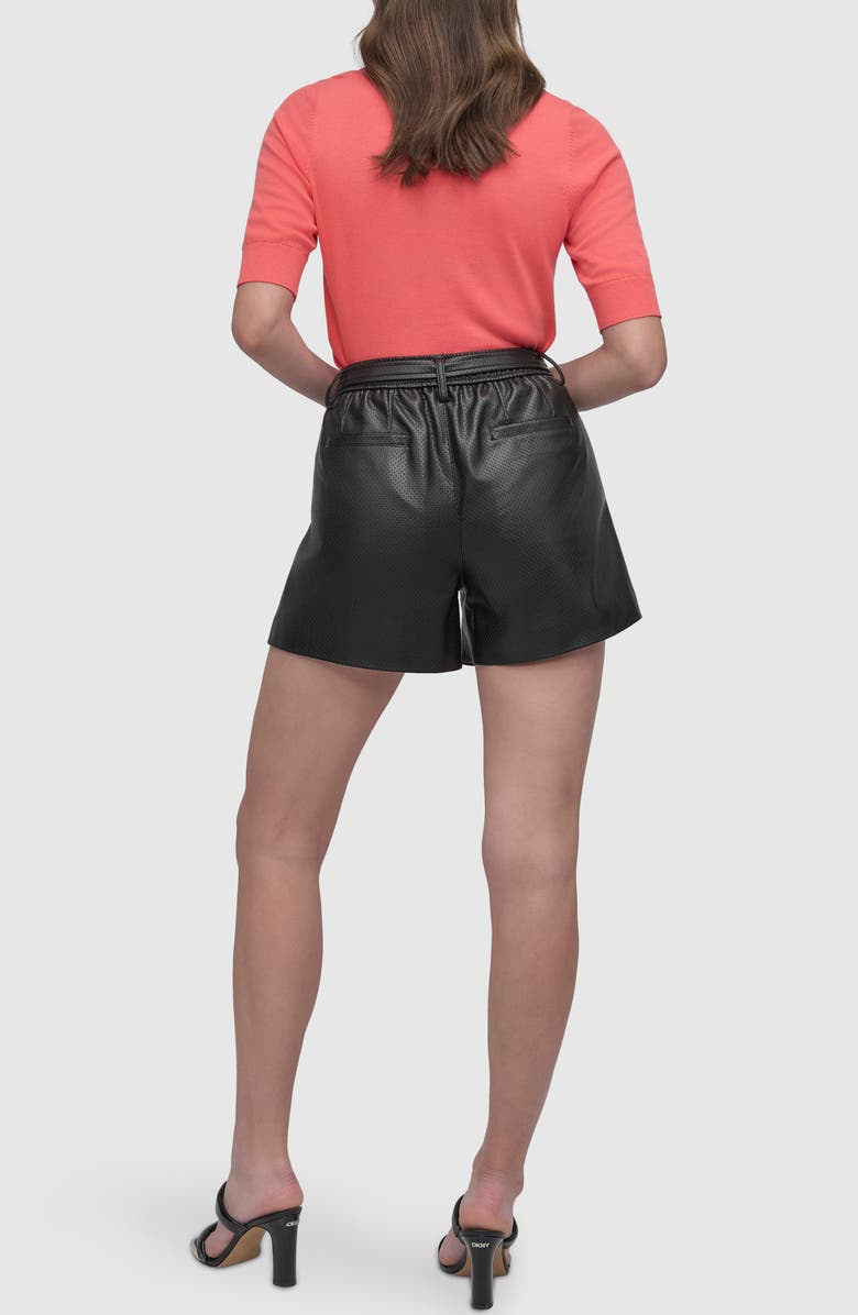 DKNY Perforated Faux Leather Shorts, Alternate, color,
