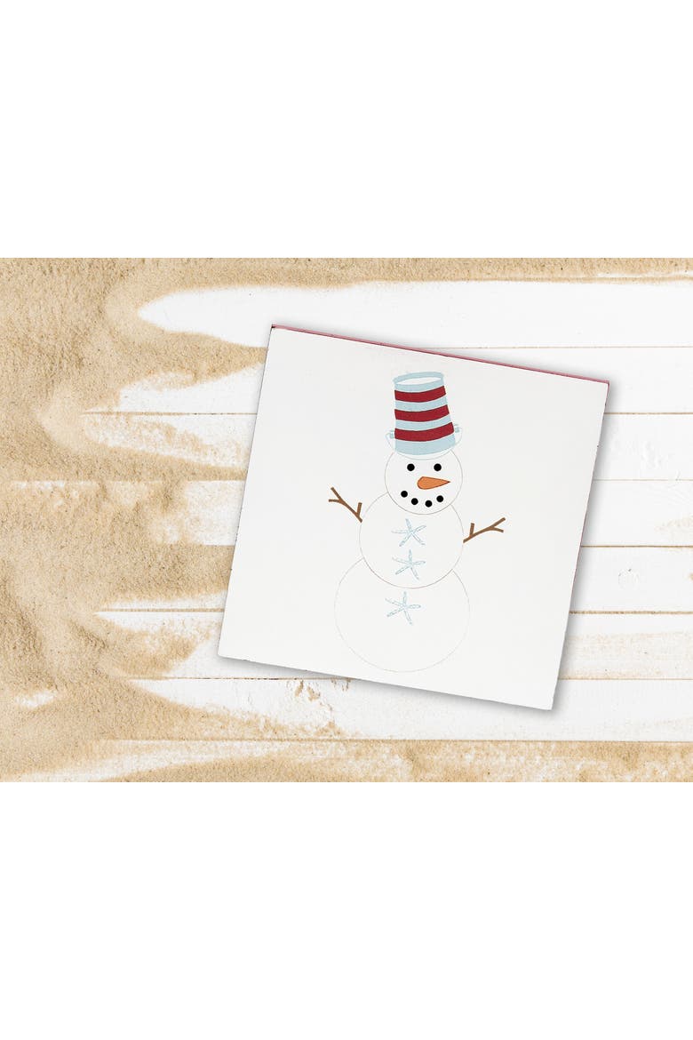 Coastal Snowman Block Christmas Shelf Sitter Centerpiece, Alternate, color, White