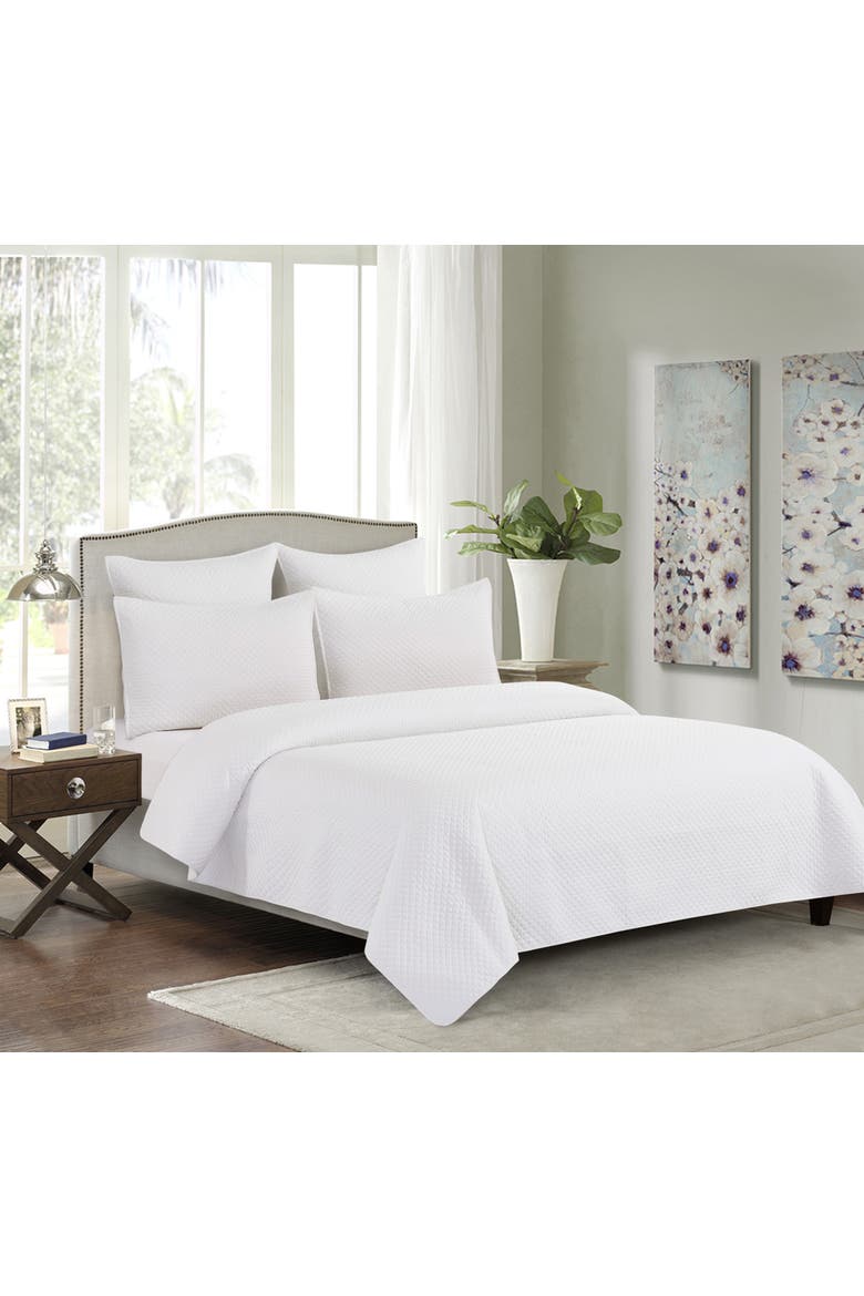 Kya Cotton Quilt Set  - Reversible and Machine Washable, Main, color, White
