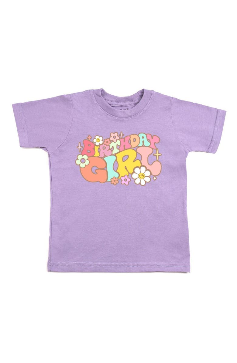 Sweet Wink Groovy Birthday Girl Short Sleeve T-Shirt, Main, color, Lavender