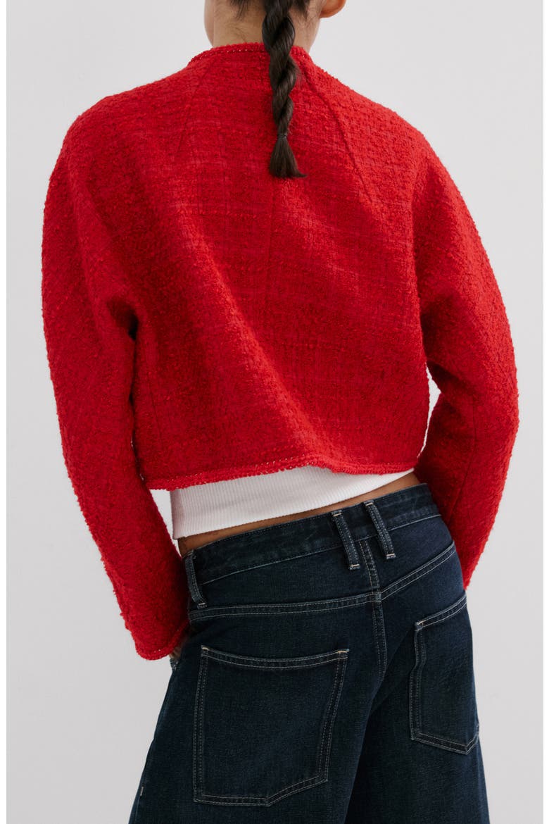 Jewel Button Tweed Jacket, Alternate, color, RED