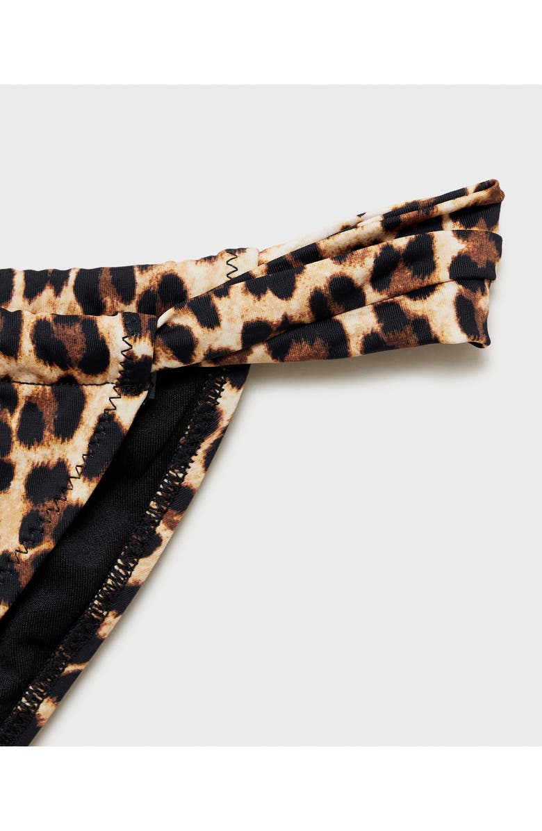 MANGO Leopard Bikini Bottoms, Alternate, color, Brown