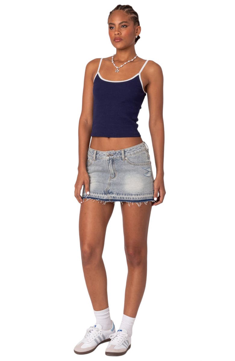 EDIKTED Franky Contrast Trim Rib Camisole, Alternate, color, Navy