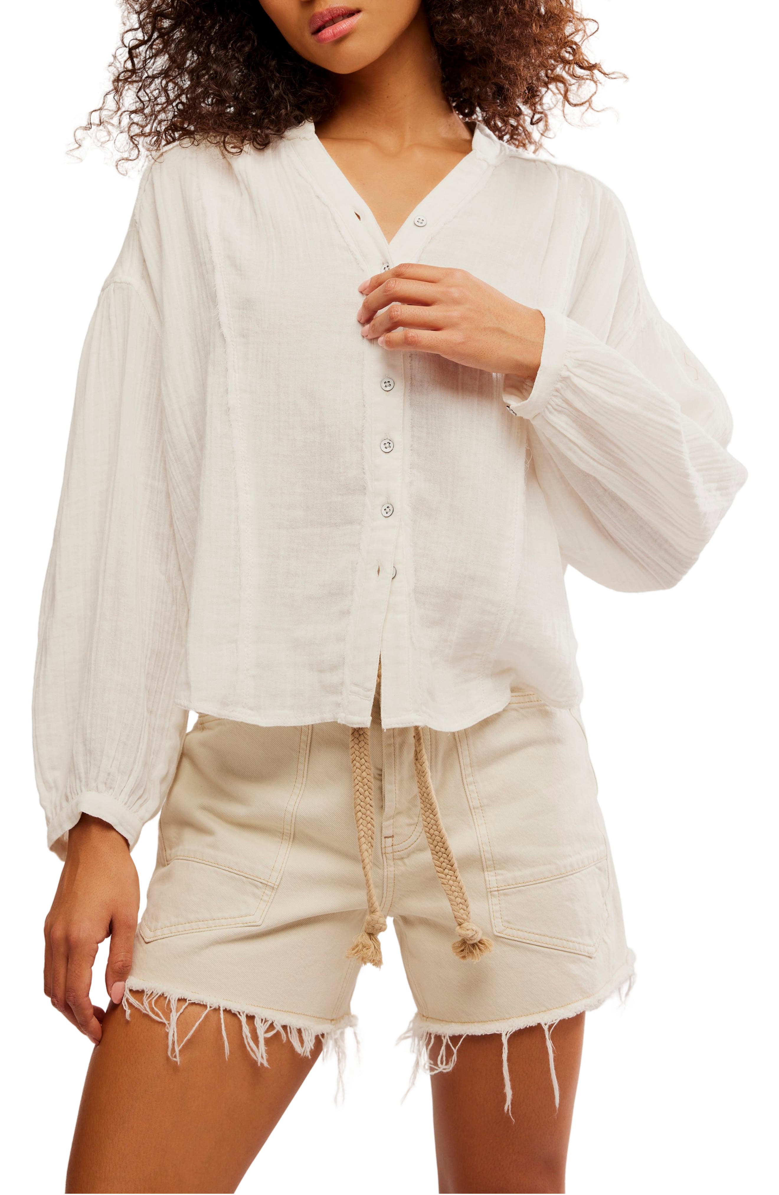 Free People Valley Cotton Doublecloth Button-Up Shirt