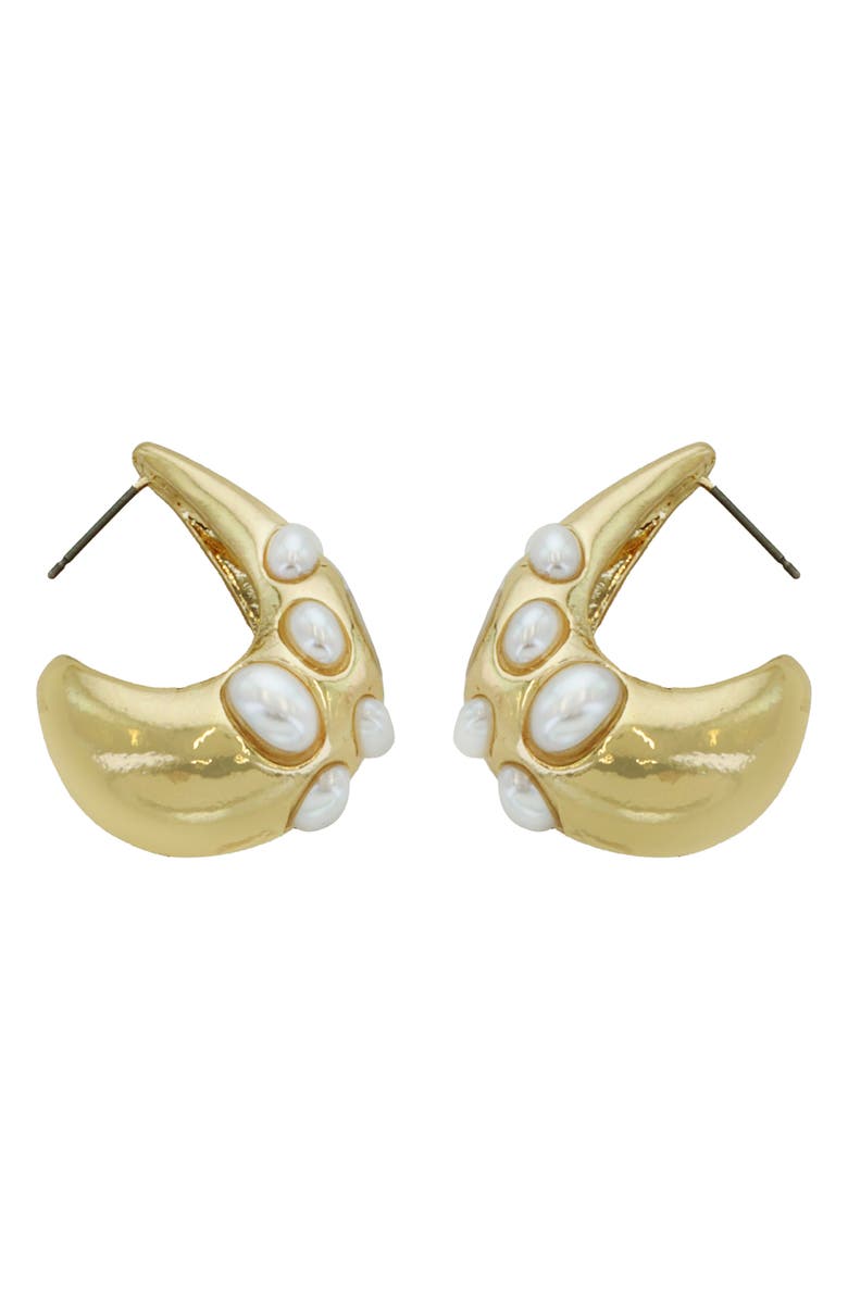 Panacea Faux Pearl Chunky Hoop Earrings, Main, color,