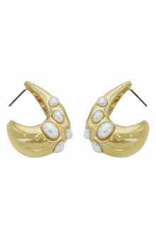 Panacea Faux Pearl Chunky Hoop Earrings