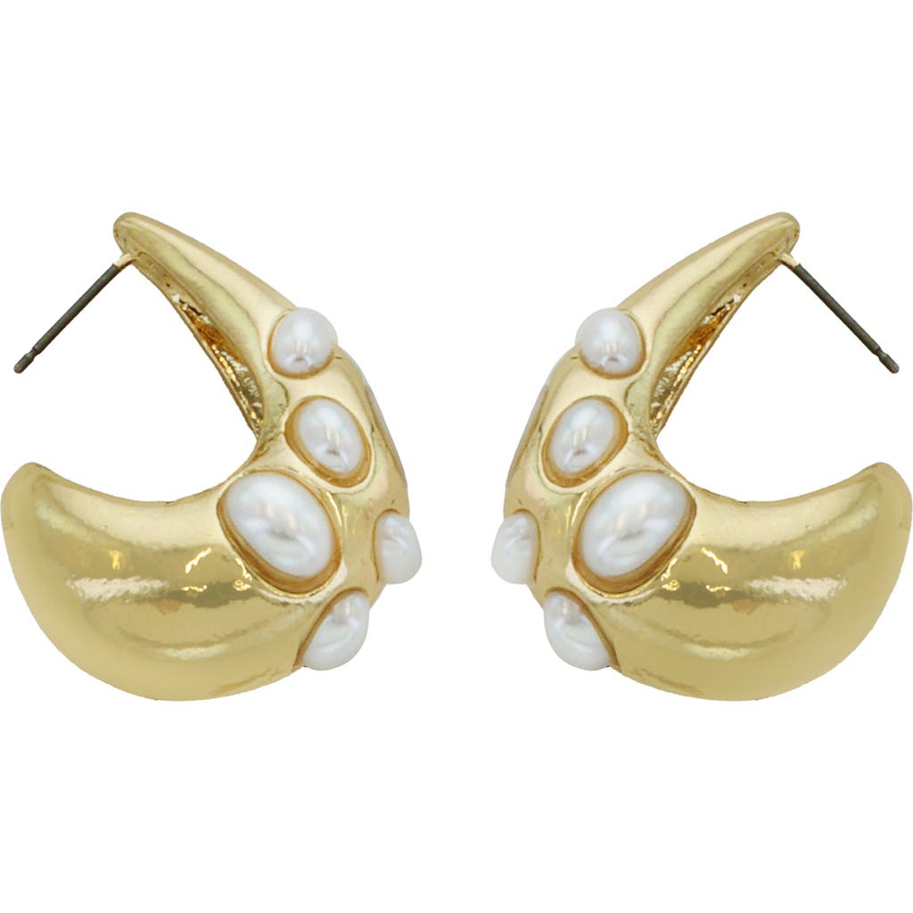 Panacea Faux Pearl Chunky Hoop Earrings