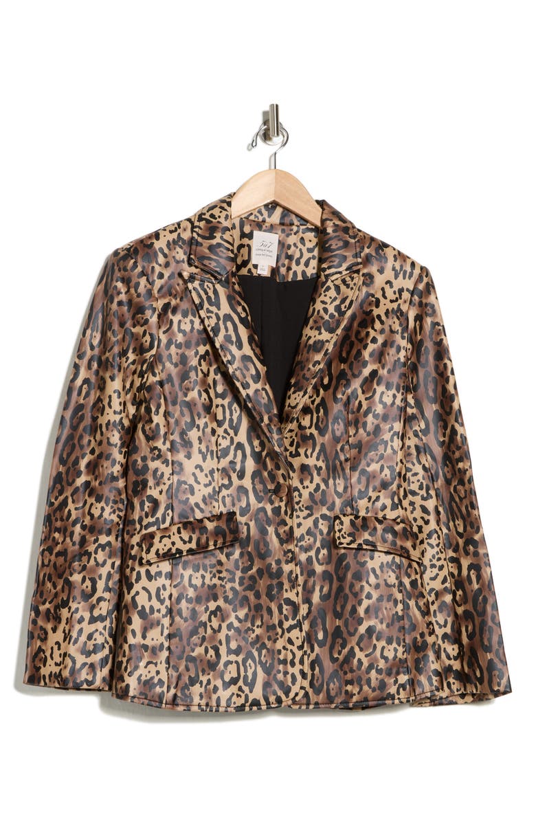 Cinq à Sept Cheyenne Leopard Print Faux Leather Jacket, Alternate, color, Black/ Sahara