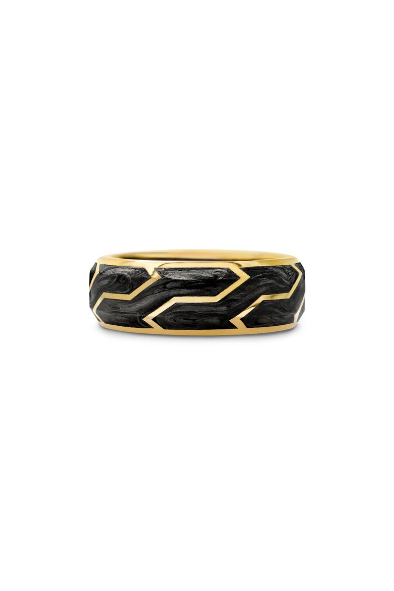 Forged Carbon Band Ring in 18K Gold, 8.5mm, Main, color, FORGED CARBON