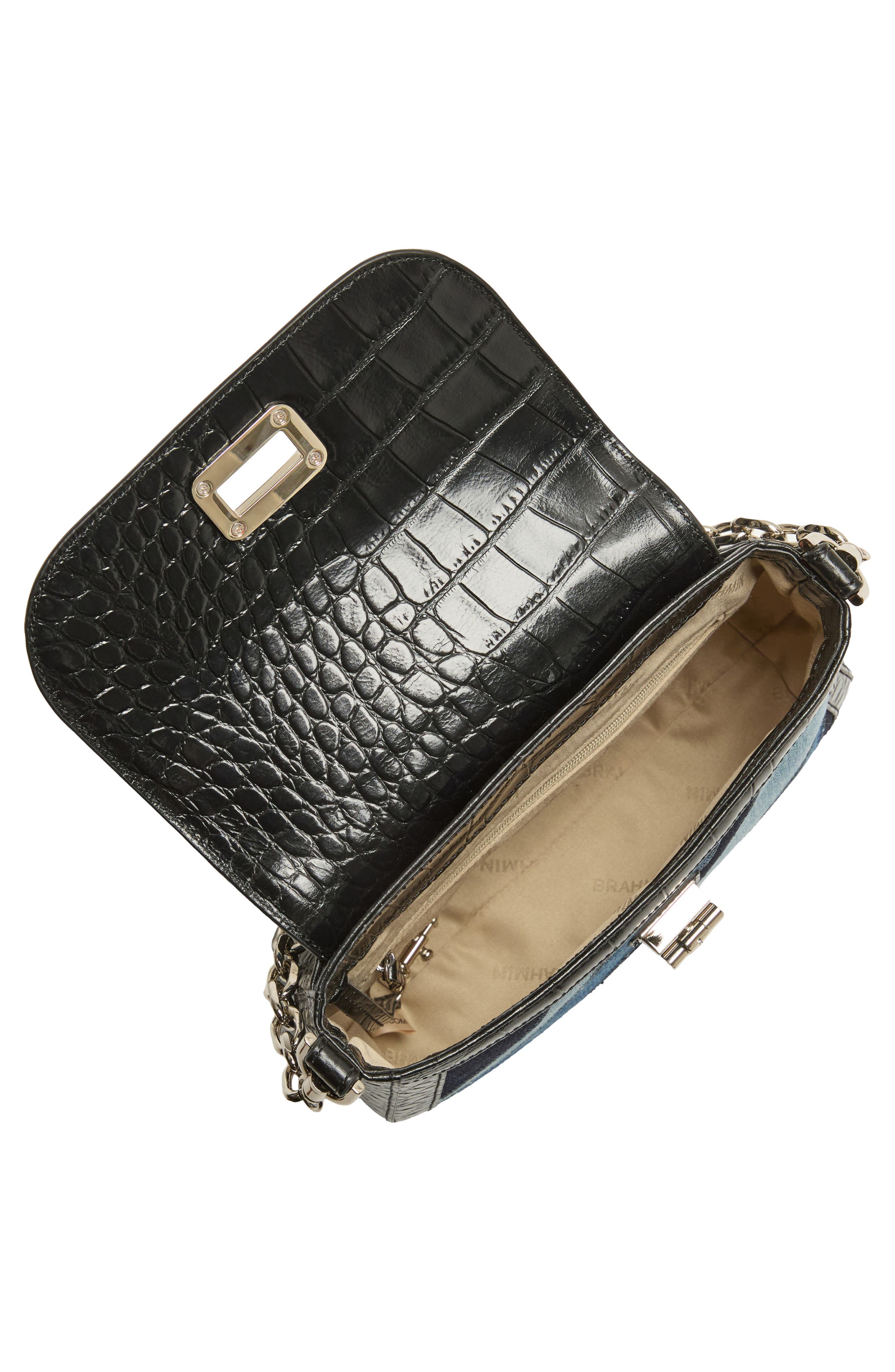 Brahmin Gianna Croc Embossed Leather Crossbody Bag, Alternate, color, Retro Blue Lismore
