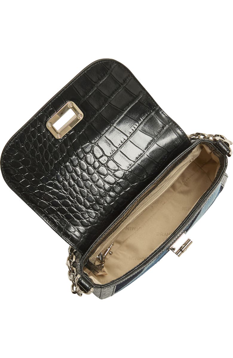 Brahmin Gianna Croc Embossed Leather Crossbody Bag, Alternate, color, Retro Blue Lismore