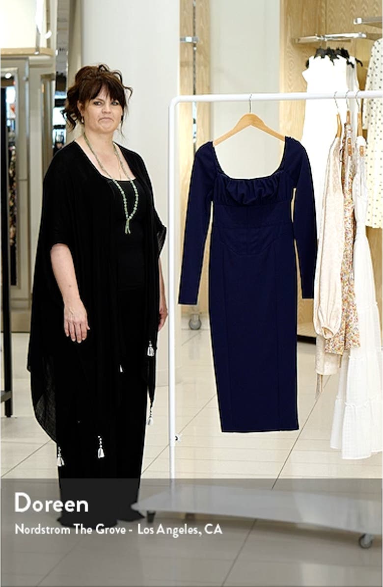 Ruched Long Sleeve Corset Midi Dress, sales video thumbnail