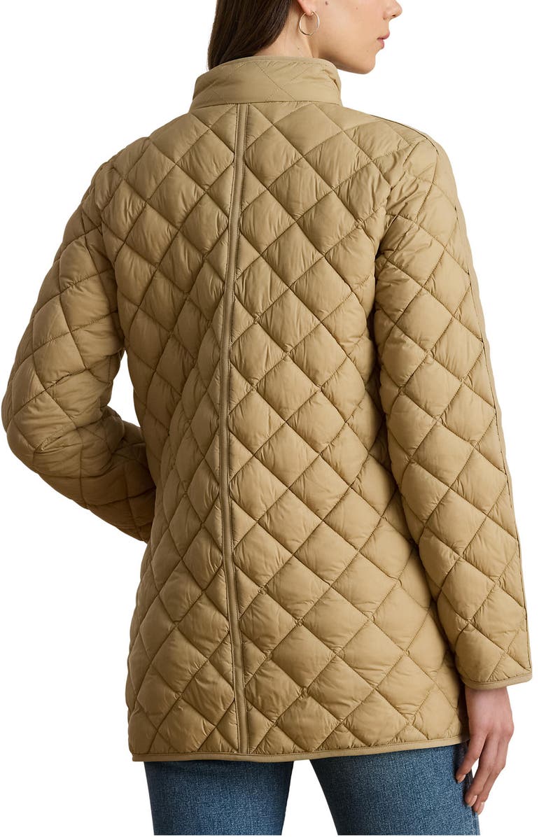 Lauren Ralph Lauren Diamond Quilted Puffer Jacket, Alternate, color, Birch Tan