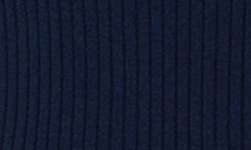 Akris Punto Convertible Collar Merino Wool Rib Sweater In Navy