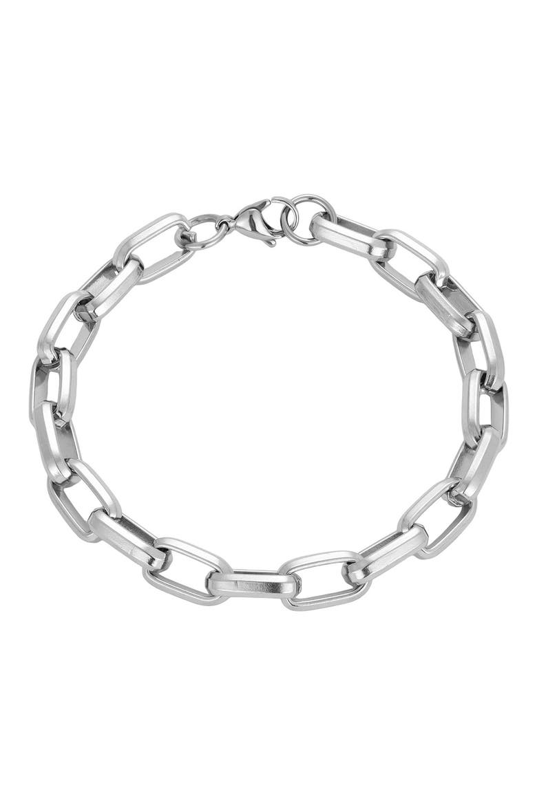 Men's Silver Plated Chain Link Bracelet, Main, color, SILVER