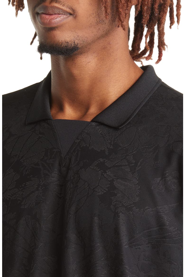 Dri-FIT Tech Pack Floral Jacquard Long Sleeve Polo, Alternate, color, BLACK/ DARK SMOKE GREY
