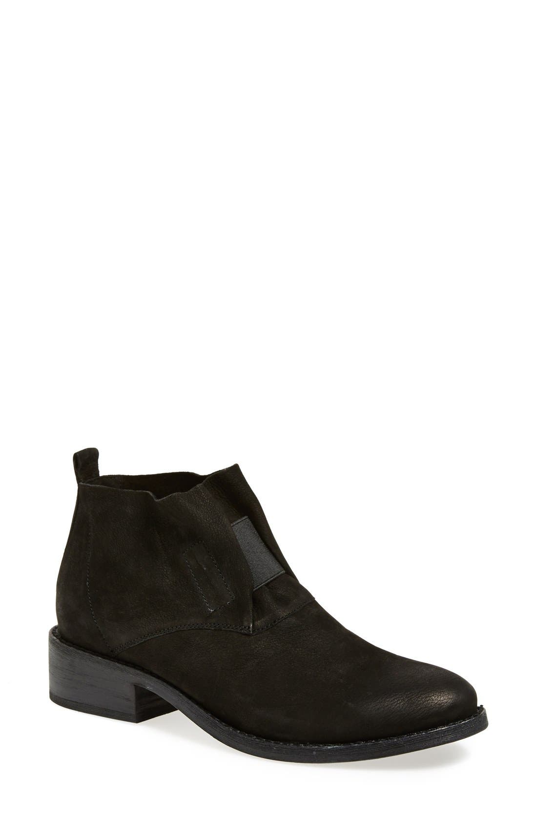 'Soul' Gathered Leather Bootie, Main, color, BLACK NUBUCK LEATHER
