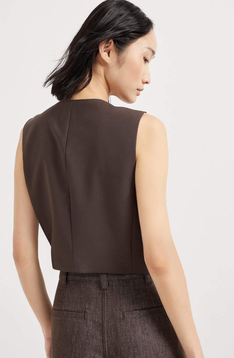 Brunello Cucinelli Tropical Luxury wool vest, Alternate, color, Cocoa