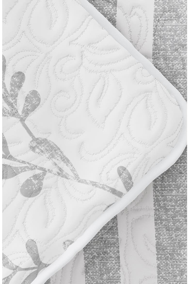 All Season Sprouting Vines Reversible Quilt & Sham Set, Alternate, color, LIGHT GRAY