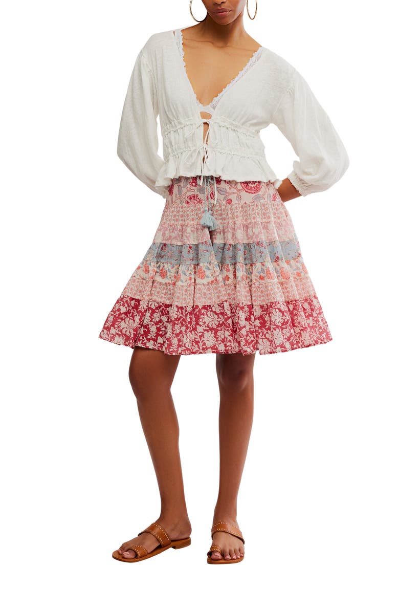 Free People Let's Go Tie Front Linen & Cotton Top, Alternate, color, Ivory