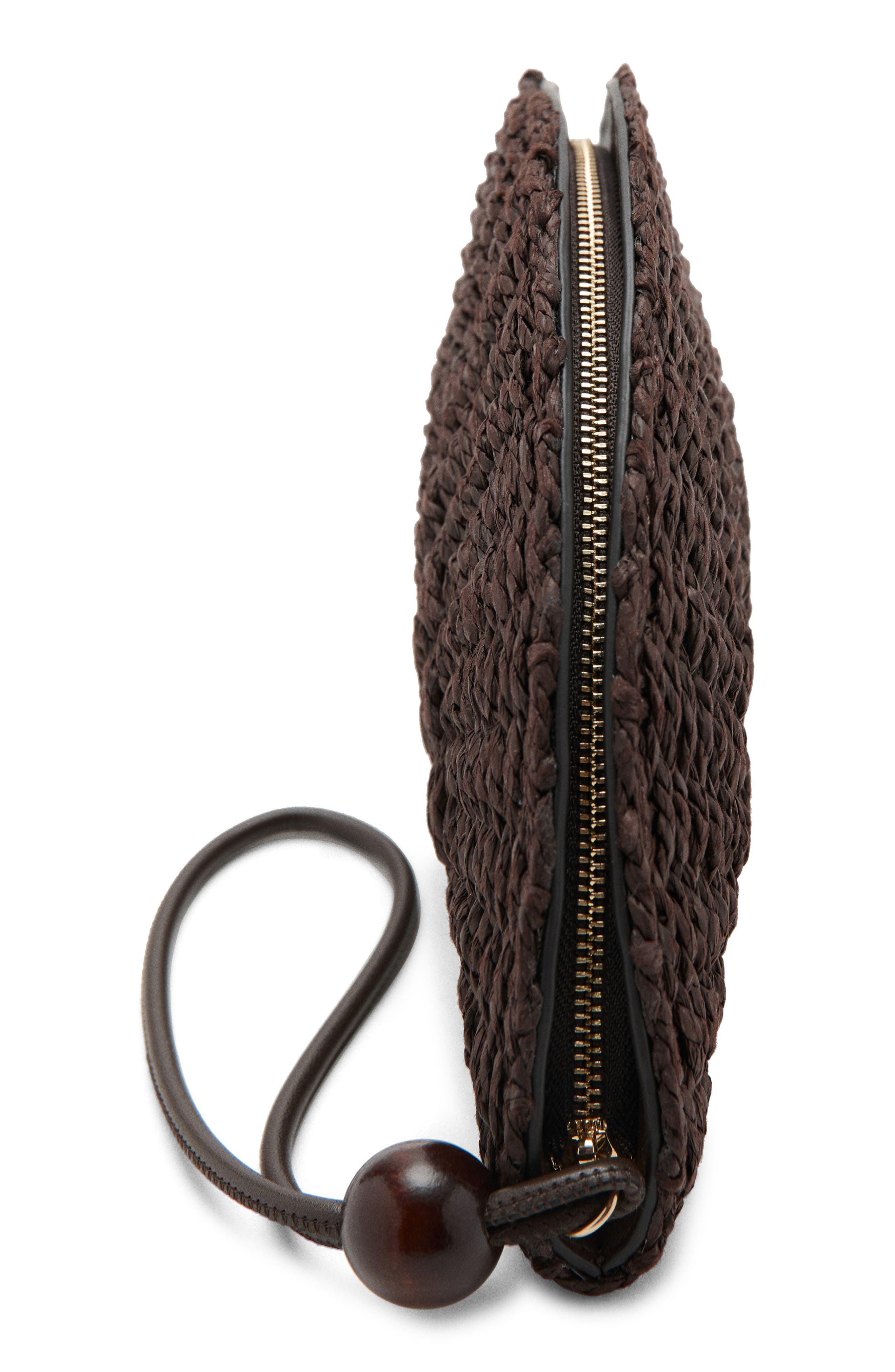 MANGO Natural Fiber Wristlet, Alternate, color, Chocolate