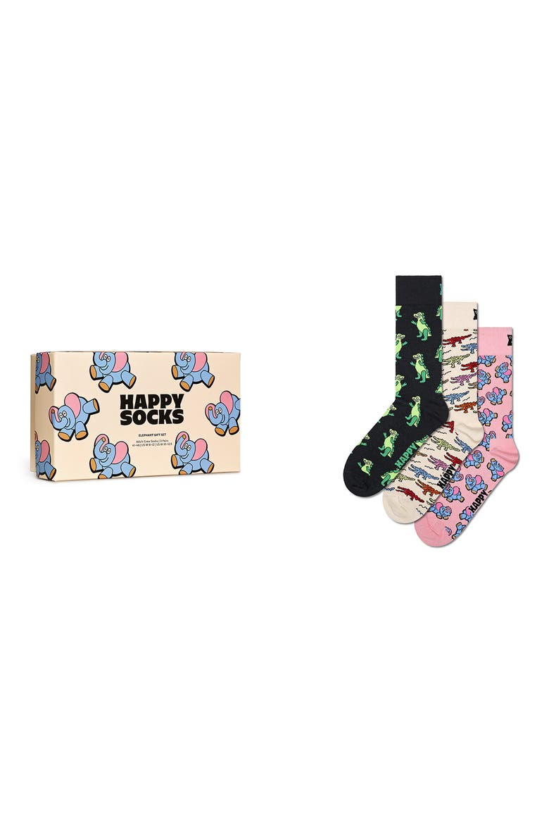 Assorted 3-Pack Crew Socks Gift Box, Main, color, BLACK MULTI