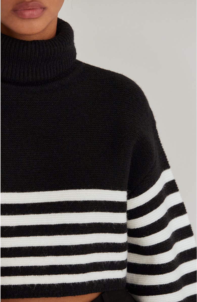 CRESCENT Turtleneck Striped Crop Sweater, Alternate, color,