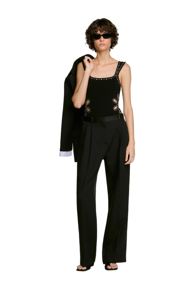 Studded knit bodysuit, Alternate, color, Black