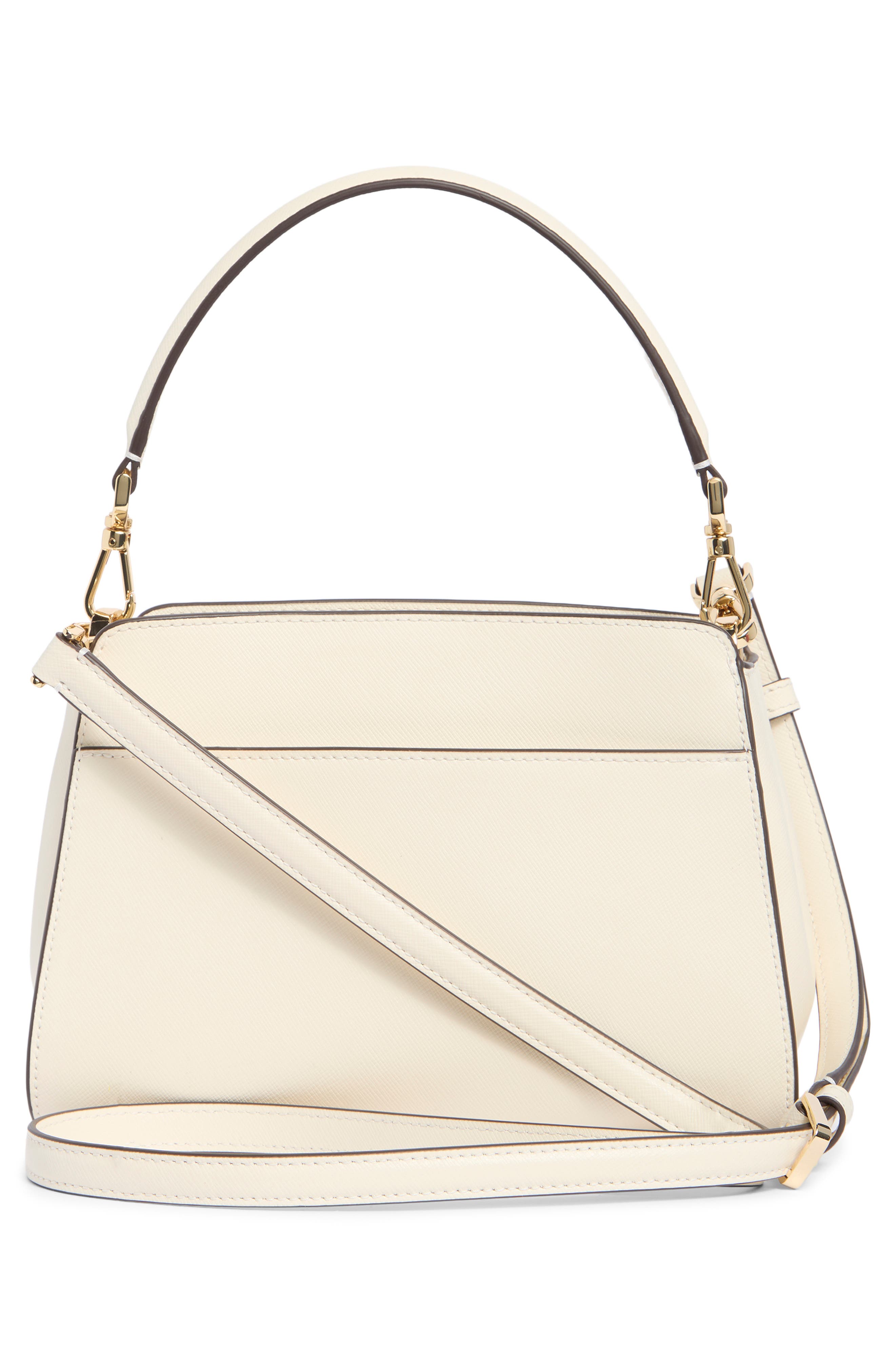 madison saffiano leather small satchel, Alternate, color, MERINGUE