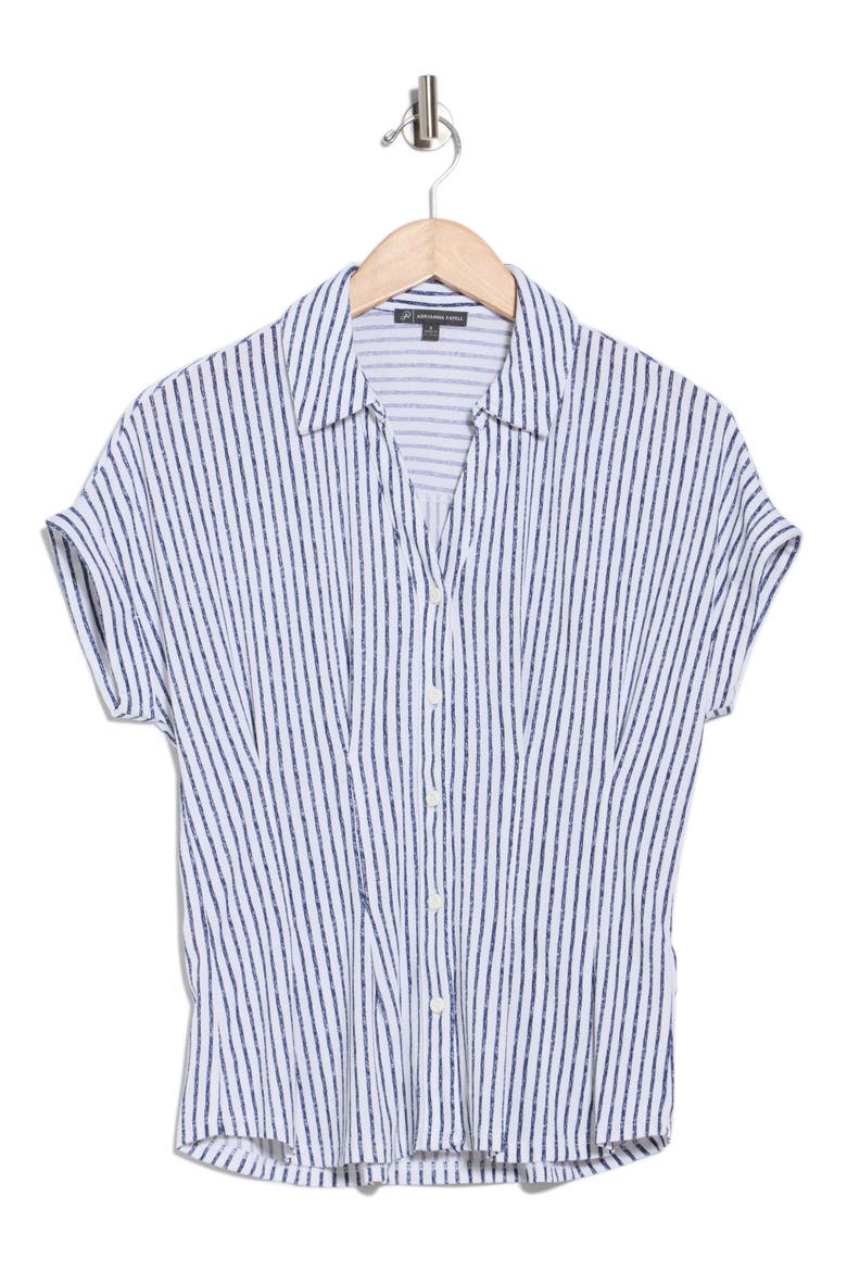 Moss Crepe Knit Top, Main, color, CREAM/ NAVY ABSTRACT STRIPE