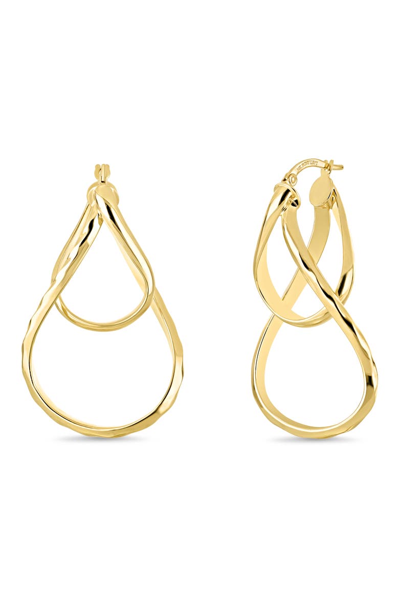 14K Yellow Gold Twisted Teardrop Hoop Earrings, Main, color, 14KY