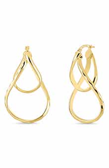 14K Yellow Gold Twisted Teardrop Hoop Earrings