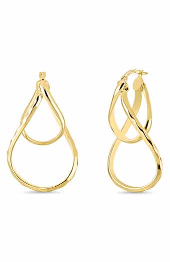 14K Yellow Gold Twisted Teardrop Hoop Earrings