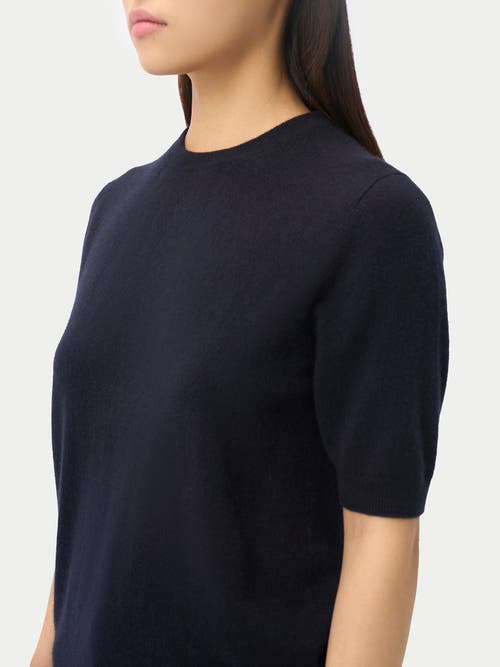Gobi Mongolian Cashmere Elbow-length Sleeve Cashmere Sweater In Blue
