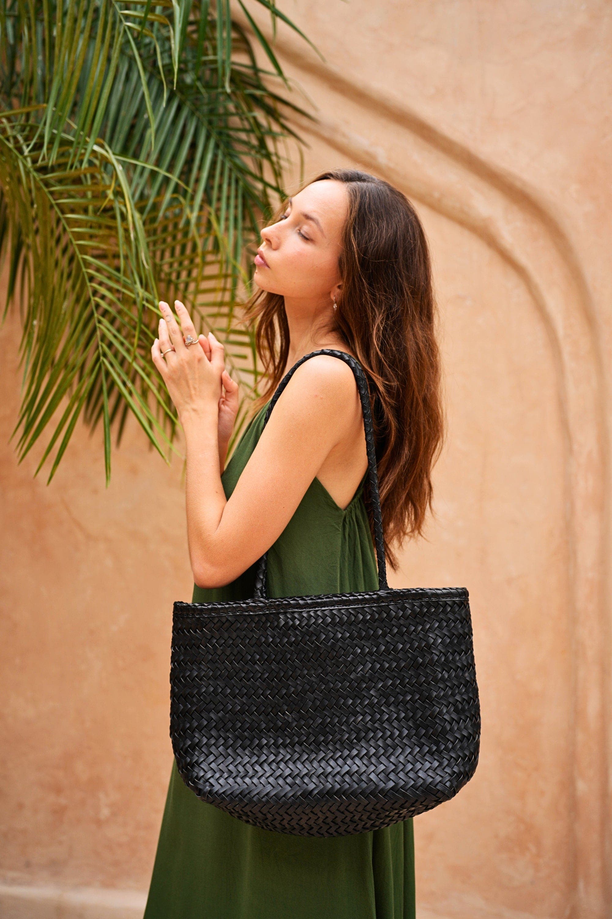 PINK HALEY Garcia Artisan Handwoven Leather Tote, Alternate, color, 