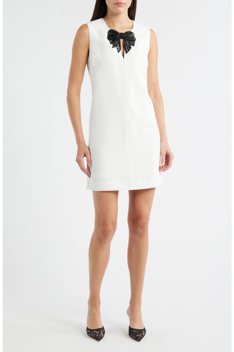 Cady Bow Sleeveless Minidress, Main, color, WHITE