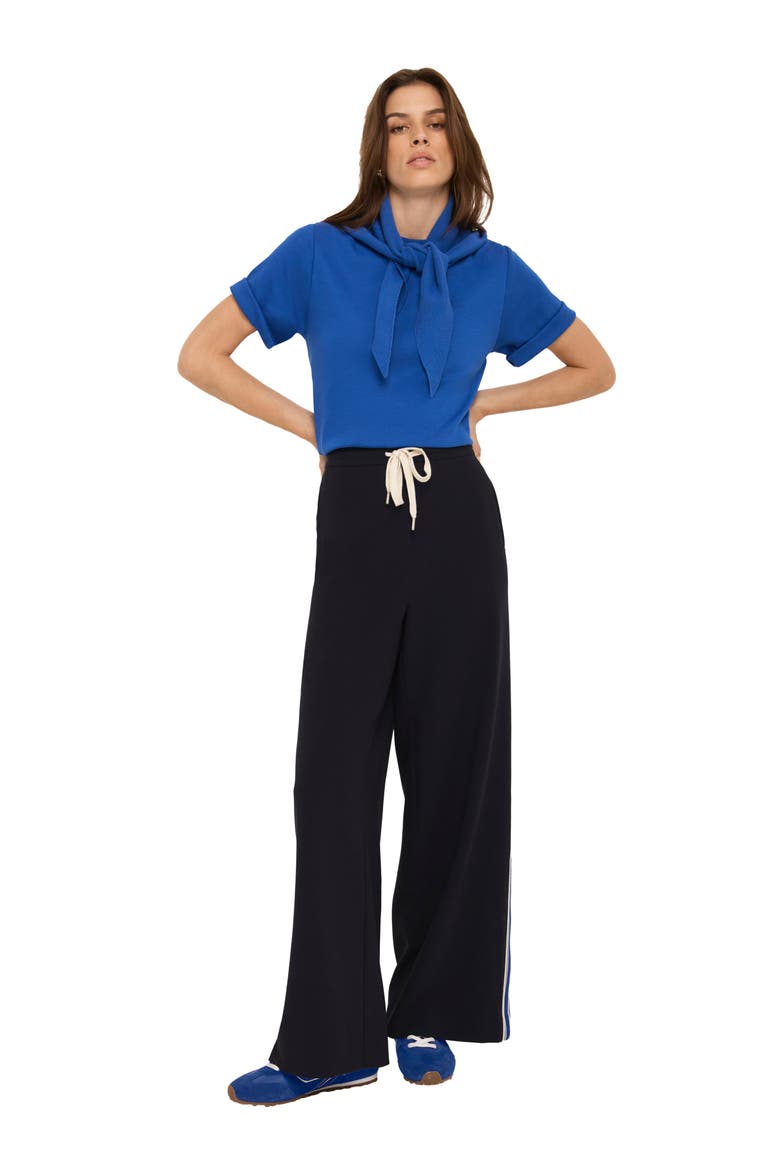 Side Stripe Wide Trousers, Alternate, color, Navy