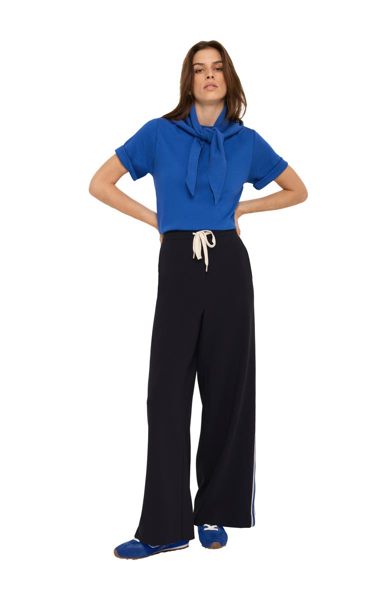 MINT VELVET Side Stripe Wide Trousers, Alternate, color, Navy