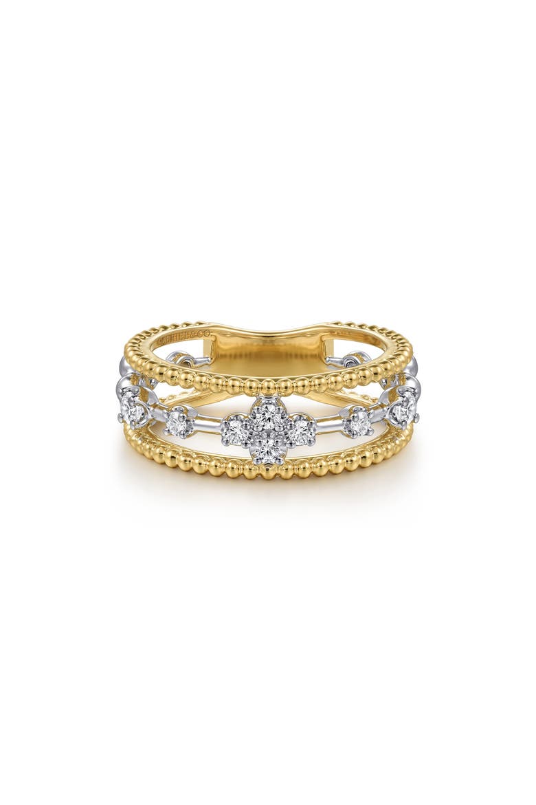 Bujukan Two-Tone 14K Gold & Diamond Stackable Ring, Alternate, color, TWO TONE