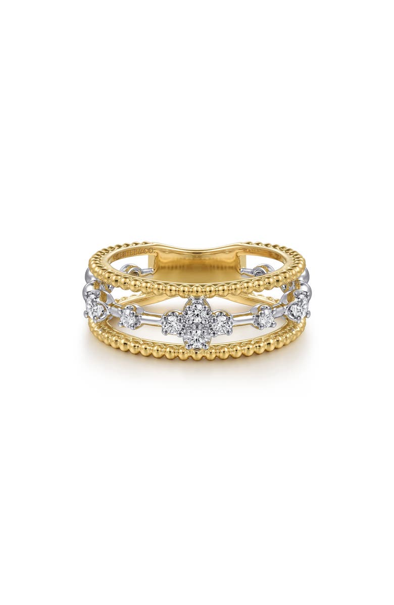 Gabriel & Co. Bujukan Two-Tone 14K Gold & Diamond Stackable Ring, Alternate, color, Two Tone