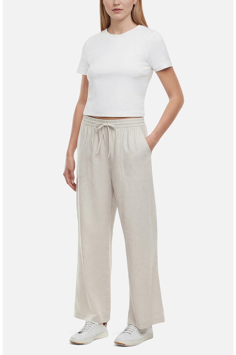 Drawstring Linen Blend Ankle Wide Leg Pants, Alternate, color, PUMICE STONE